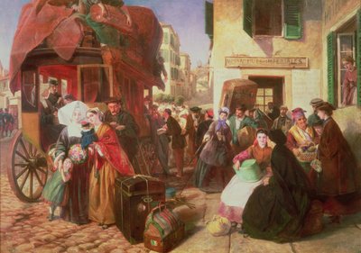 The Departure of a Diligence from Biarritz, 1862 by Abraham Solomon